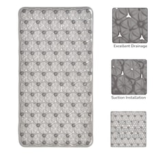 Laguna Anti Slip Grey PVC Bath Mat 68cm x 37cm - 2 Set | Grey | Grey | 2