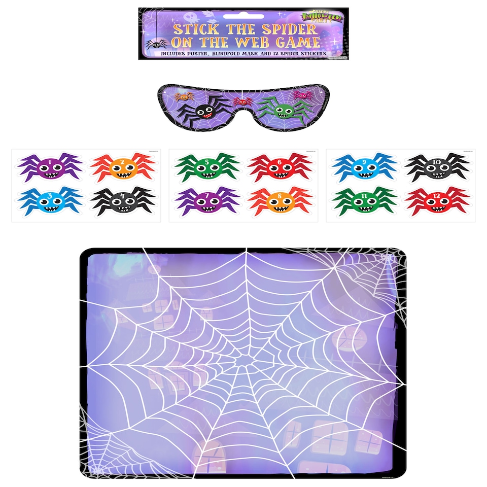 image 1 of 14 Pieces Stick The Spider on the Web’ Halloween Party Game