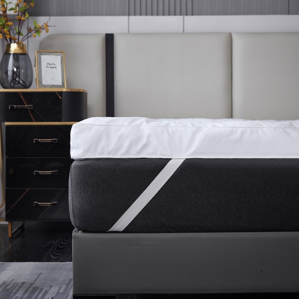 image 1 of Ezysleep 4 Inch Thick Super Soft Microfibre Mattress Topper Deep Fill Comfort | White