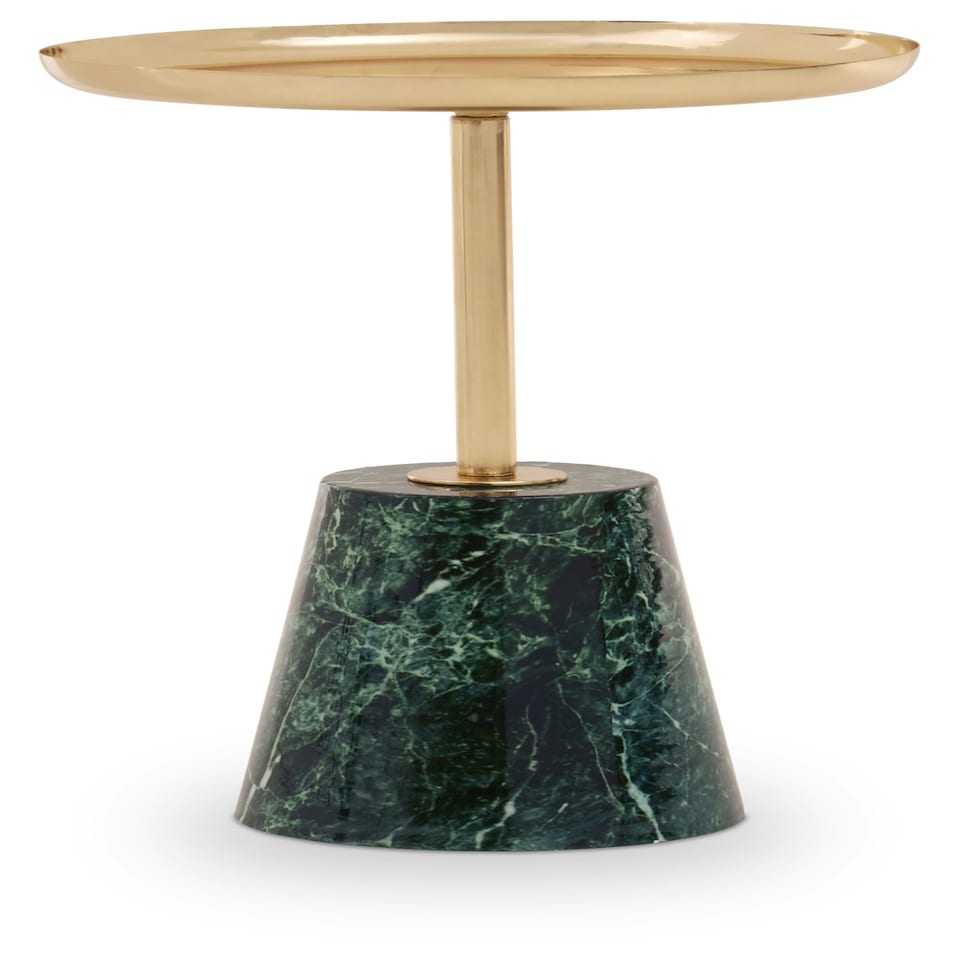 image 1 of Avola Gold Side Table Green Marble Effect Base Green