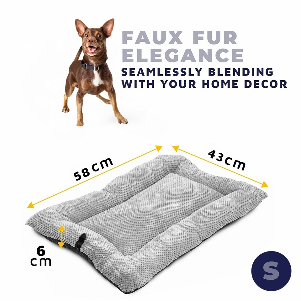 image 1 of DogCrates+ Small Washable Pillow Dog Bed – Soft Crate Mat with Anti-Slip Bottom for Puppies, Dogs & Cats – Grey Grey | S