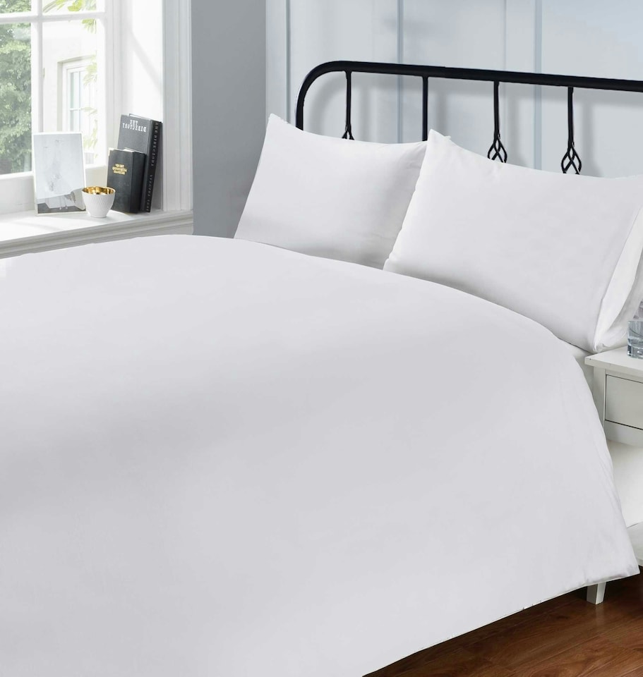 image 1 of Pure Cotton Flat Sheet 200 Thread Count Percale | Cream | Cream | Double
