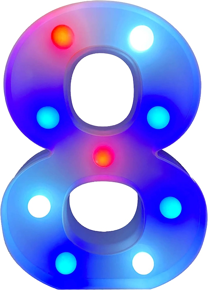 image 1 of Battery Operated RGB Number With Remote Control Number 8
