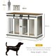 image 7 of PawHut Dog Crate Furniture for Large Dogs, Double Dog Cage for Small Dogs, White