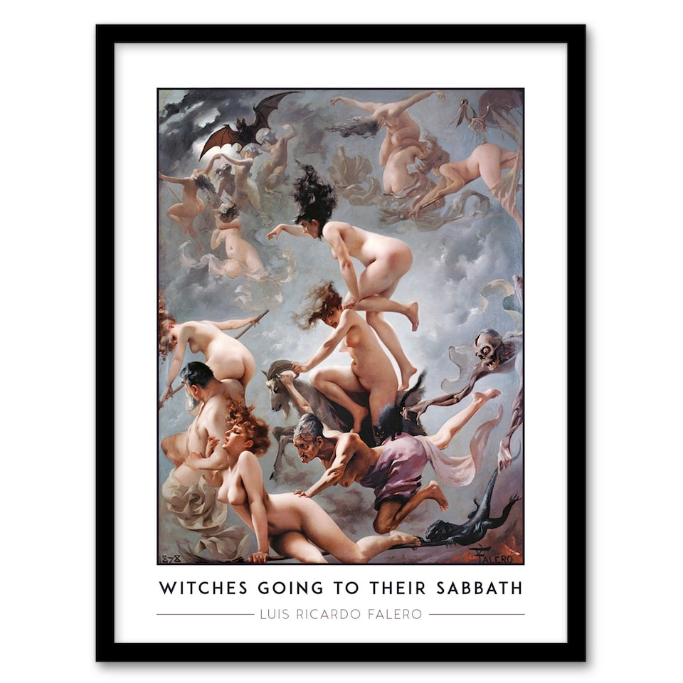image 1 of Luis Ricardo Falero Witches Going To Their Sabbath Framed Wall Art Print A4