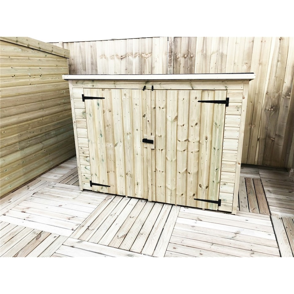 image 1 of 6 x 6 Pressure Treated Tongue And Groove Bike Store With Double Doors (6' x 6' / 6ft x 6ft) (6x6)