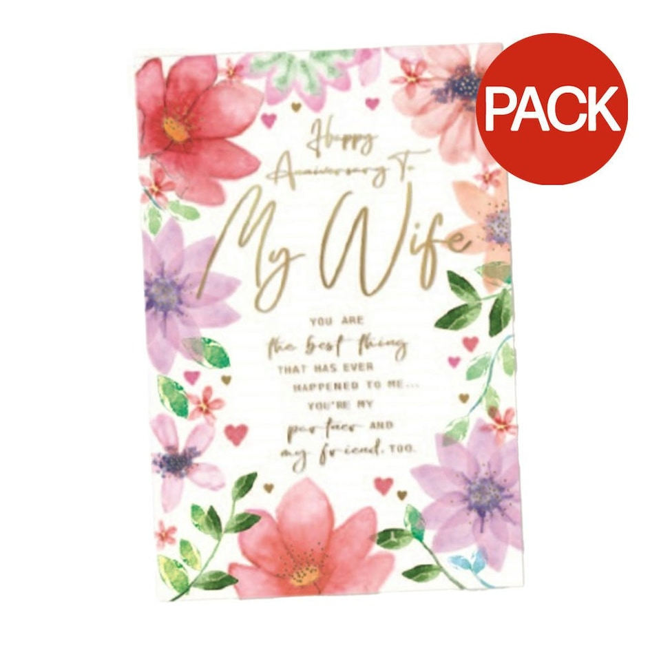 image 1 of Simon Elvin To My Wife Anniversary Greetings Card (Pack of 6) - Multicoloured - One Size