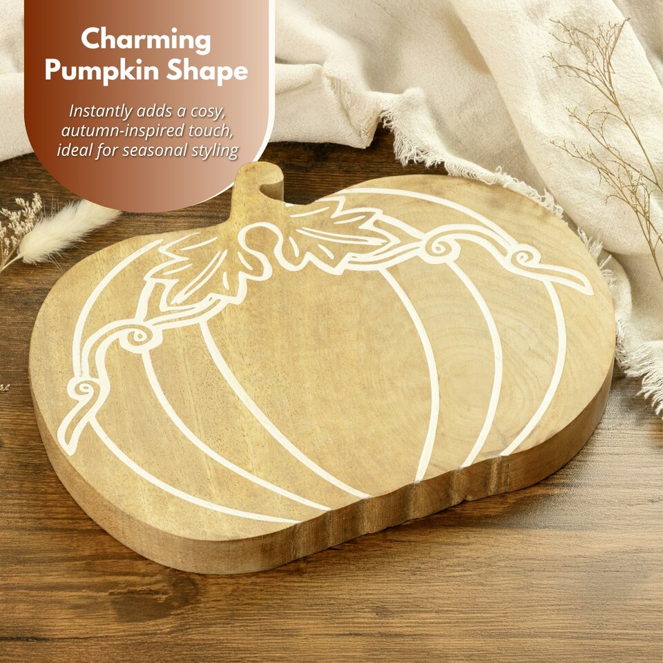 image 1 of Marco Paul25cm Wooden Pumpkin Free-Standing Autumn Decoration