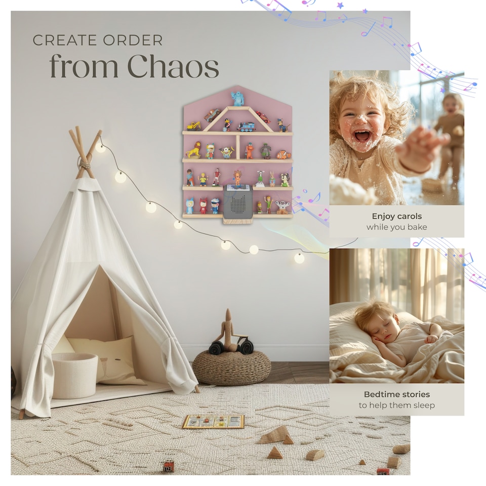 image 1 of Floating Shelf Mylittle Story - for up to 50 Tonies, house design | Pink | pink | 15,50 x 50 x 60 cm | 1