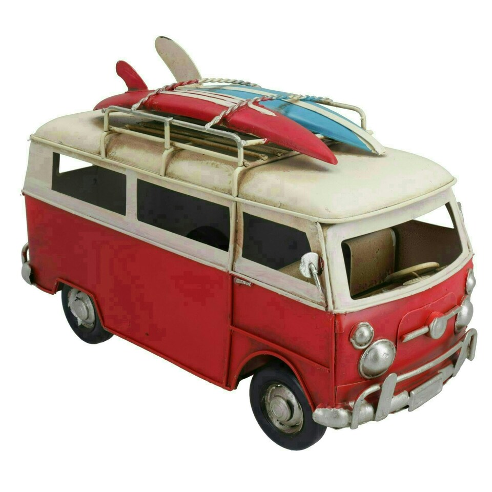 image 1 of Quality Retro Metal Vintage Camper Van Metal Model Replica Ornament Gift
