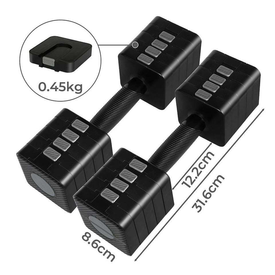 image 1 of Centra A Pair 2.8KG-10KG Adjustable Dumbbells With Metal Weight Block Set Black