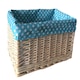 image 1 of Blue Spotty Lined Wicker Open Storage Basket Medium | Blue | Blue