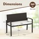 image 10 of COSTWAY Patio Rattan Loveseat Garden Wicker 2-Seat Bench White