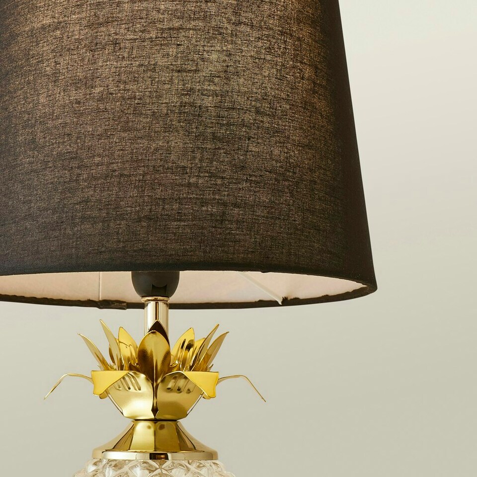 image 1 of ValueLights Pineapple Dimmable Clear Table Lamp and E14 Candle LED 5W Warm White 3000K Bulb Black