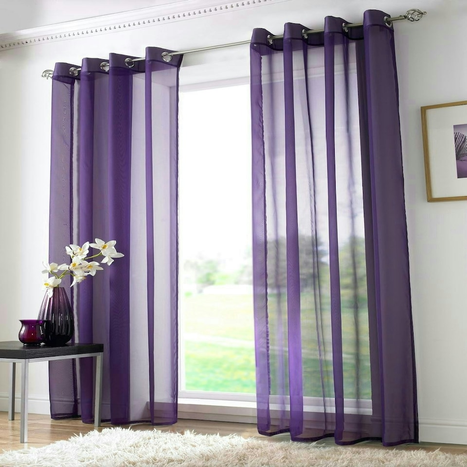 image 1 of Voile Panel - Ring Top - Purple - 145cm x 182cm