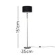 image 2 of ValueLights Eleanor Silver Chrome & Clear Acrylic Ball Floor Lamp with a Black Drum Shade