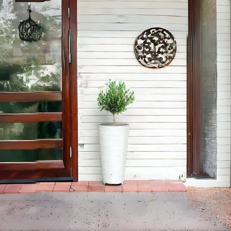 image 1 of 300mm Furu Tall Round Plant Pot | White | 1