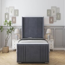 Sloomy Camden Steel Plush Bed Frame With Mattress With 50" Upholstered Wingback Headboard 5' King