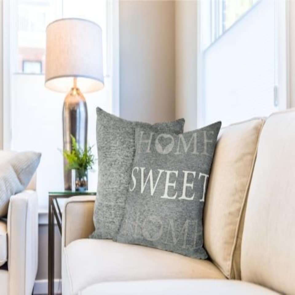 image 1 of Home Sweet Home Cushion Cover in Silver Silver | Silver