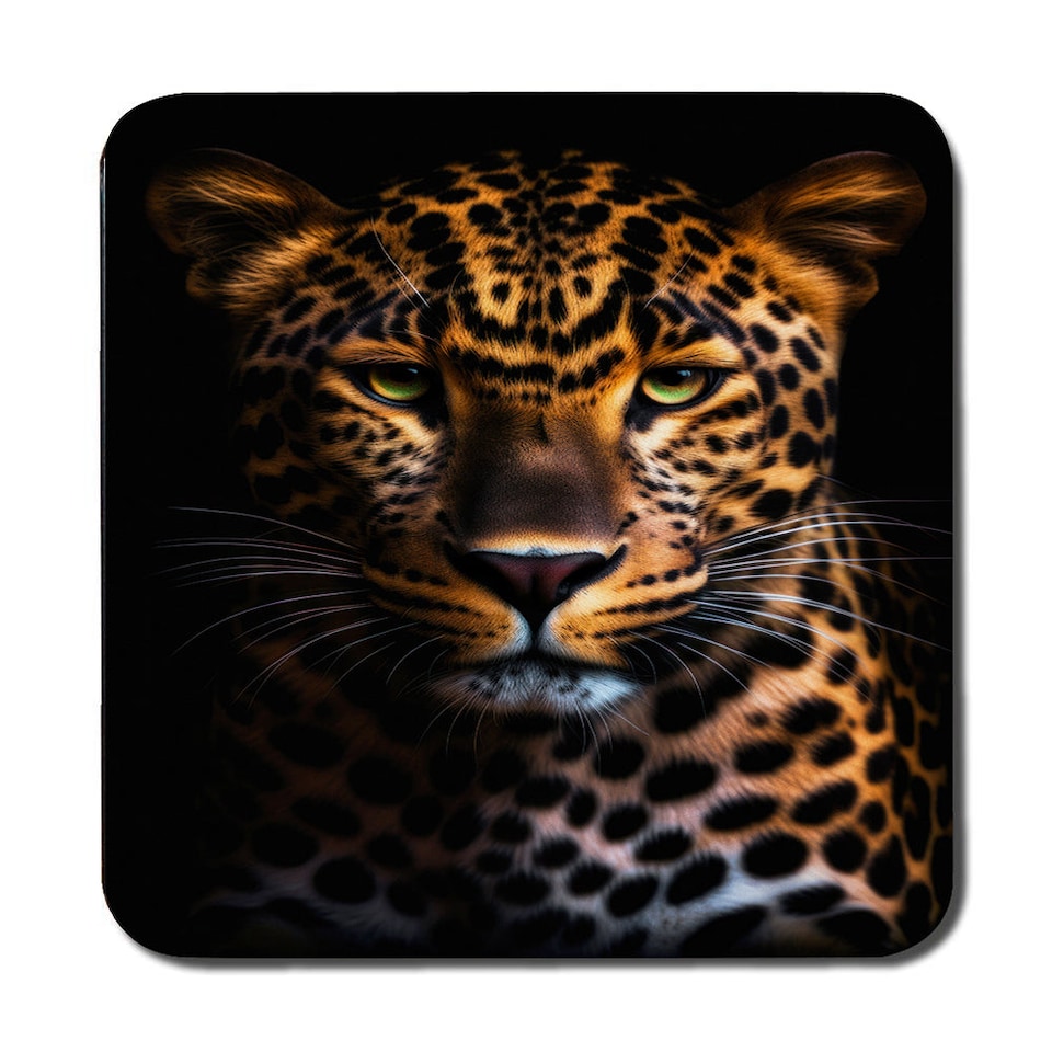 image 1 of Leopard Print Placemats And Coasters Set 12 Pieces 11x8 Placemats Wood Bottom