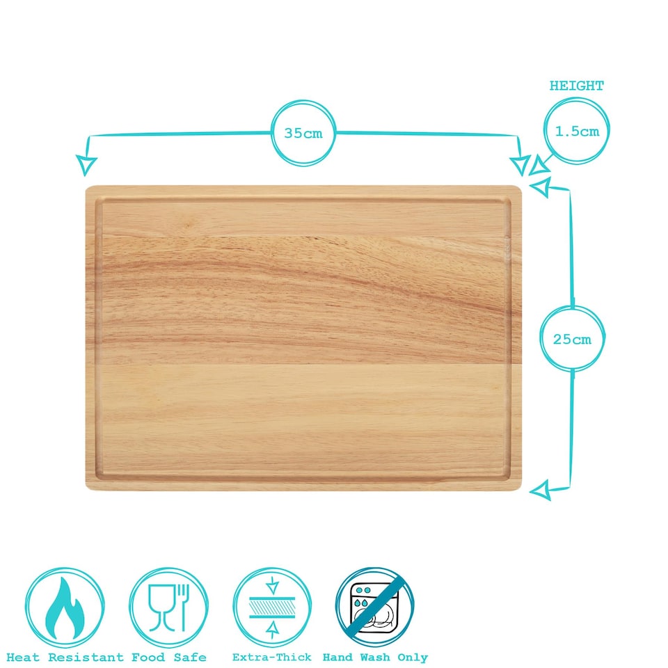 image 1 of Argon Tableware Rectangle Wooden Chopping Board - 35 x 25 x 1.5cm | Brown | Brown
