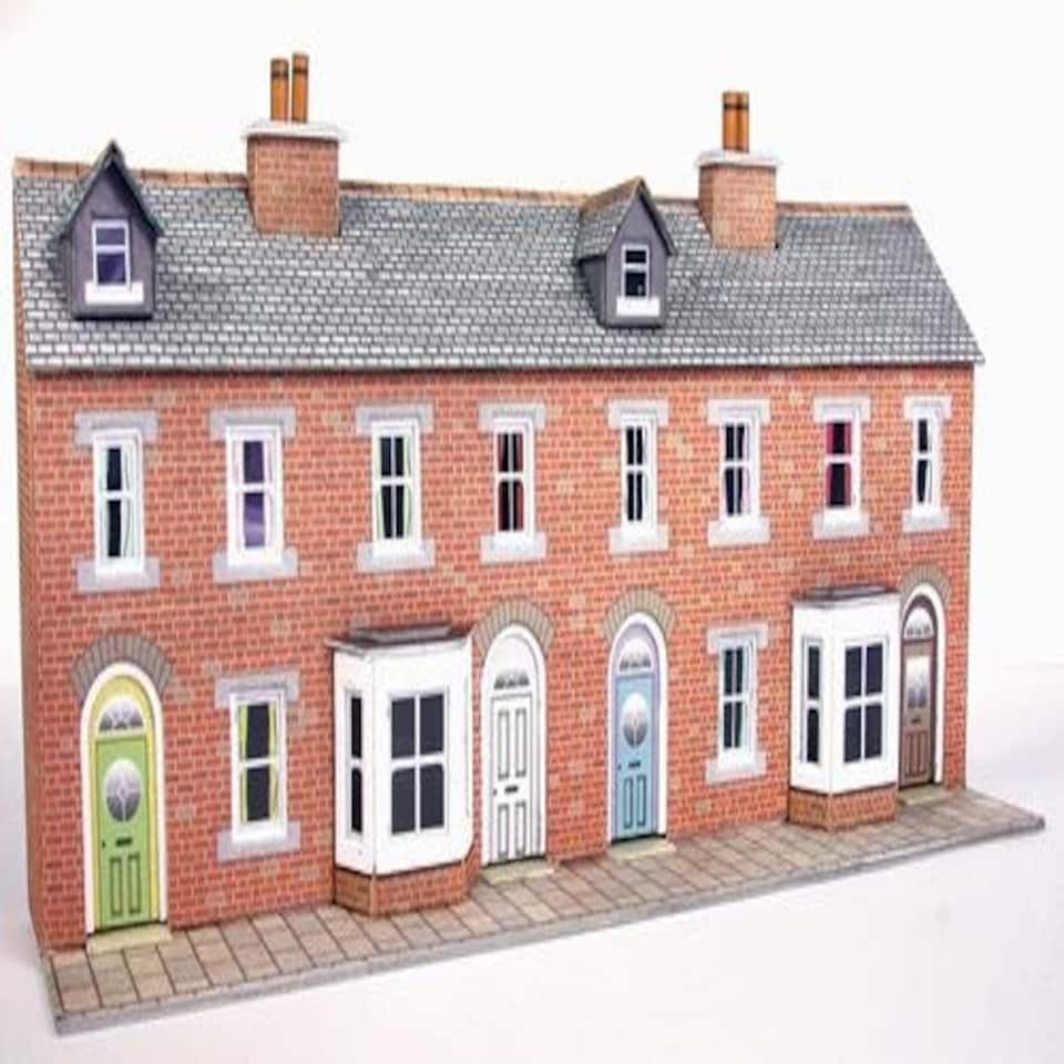 Metcalfe Low Relief Red Brick Terraced House Fronts Card Kit