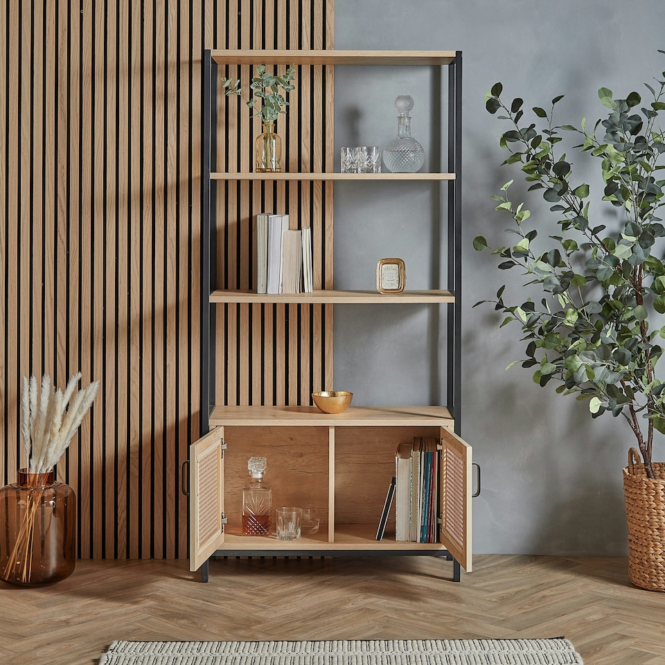image 1 of Spinningfield Natural Light Wood Effect Rattan Bookstand Brown