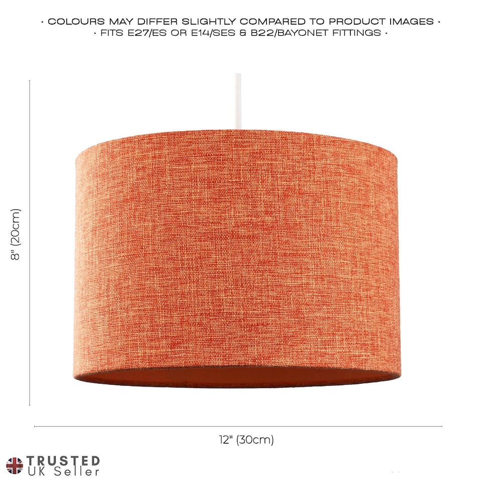 image 1 of Contemporary and Sleek Orange Natural Linen Fabric Drum Lamp Shade 60w Max | Orange | Orange | 1