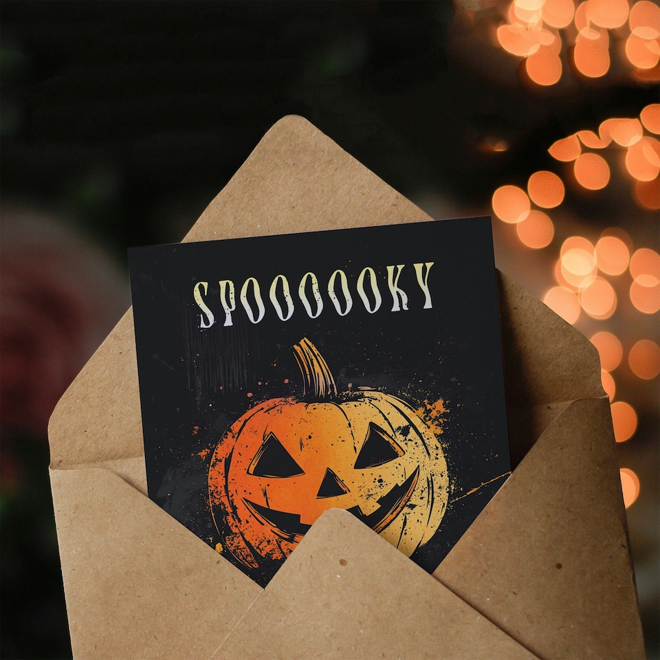 image 1 of Pumpkin Jack o Lantern Fun Spooky Scary Haunted Halloween Card