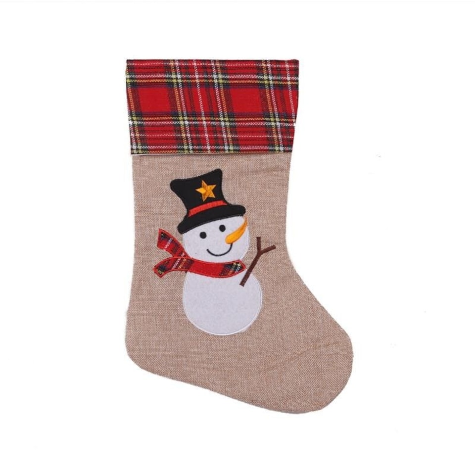 image 1 of Snowman Design Christmas Stocking  Fun Character Stocking for Fireplace & Christmas Home Decor
