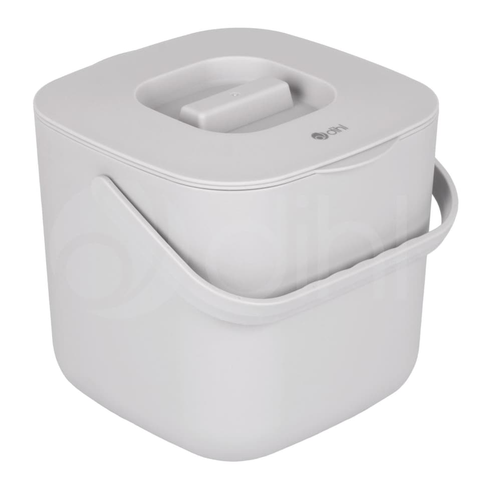 image 1 of Dihl 9 Litre Hanging Trash Bin with Lid, Wall Mounted Garbage Can Kitchen Compost Bin, Plastic Rubbish Bin Wastebasket for Cupboard, Cabinet Door, Bathroom, Bedroom, Offices - White | White