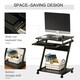 image 4 of HOMCOM Movable Computer Desk with 4 Moving Wheels Sliding Keyboard Tray Black