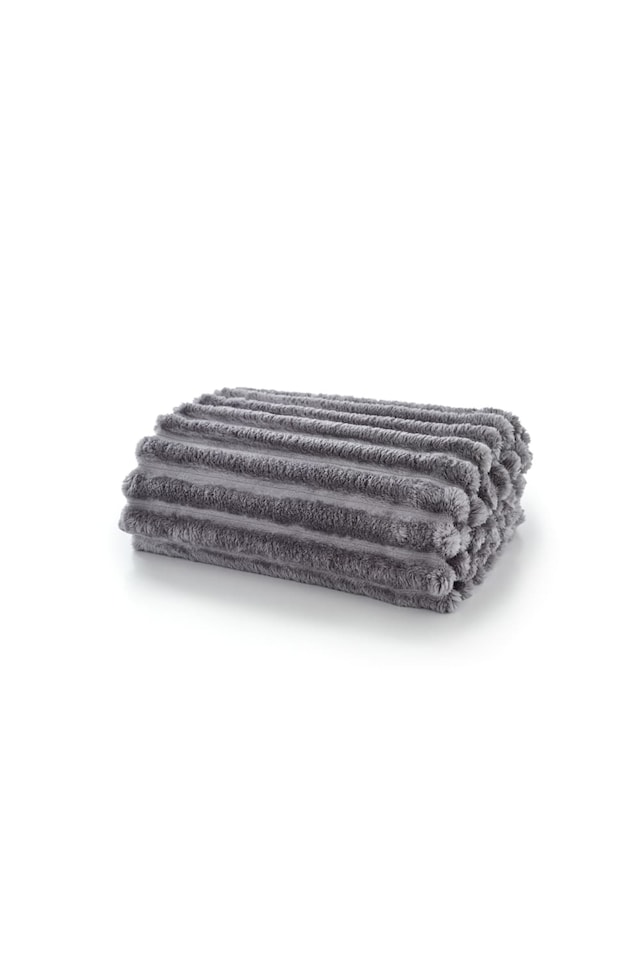 image 1 of Alnwick Supersoft Ribbed Throw Blanket, 140×180cm – Plush Cosy Sofa & Bed