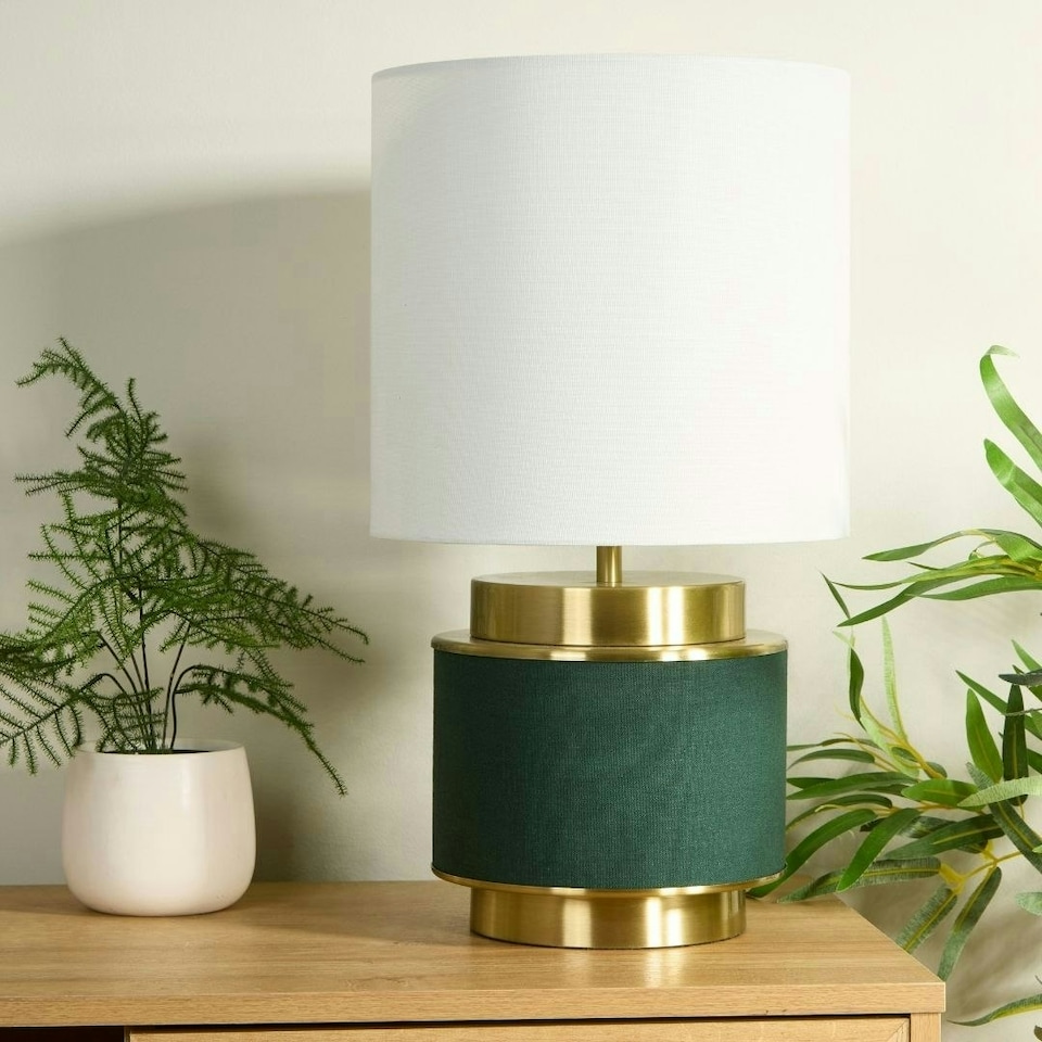 image 1 of Marriot Green & Antique Brass Table Lamp Green