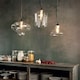 image 2 of Bistro 1 Light Dome Ceiling Pendant Black Clear Blown Glass Square, E27