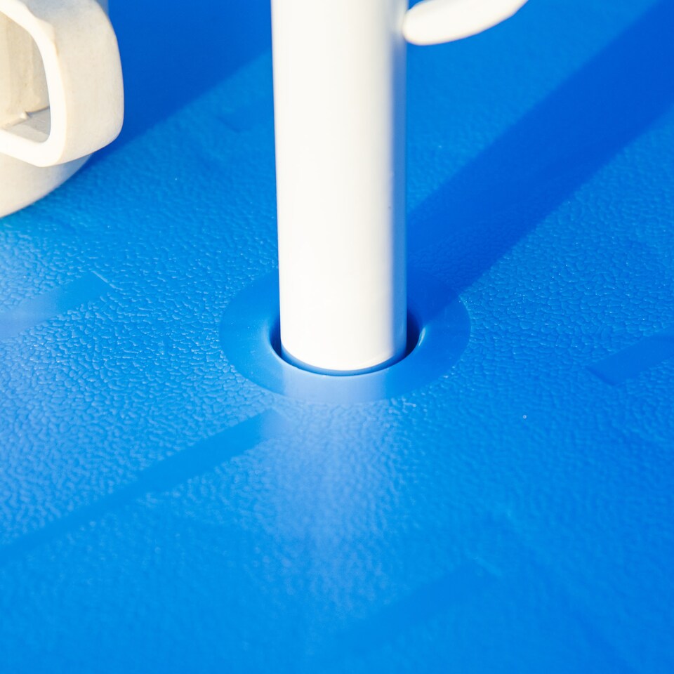 image 1 of Outsunny Kids Foldable Four-Piece Garden Set w Table, Chairs, Umbrella - Blue