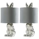 image 3 of ValueLights Lepus Pair of Modern Chrome Ceramic Rabbit/Hare Table Lamps with Grey Shade - Complete with 4w LED Bulbs 3000K