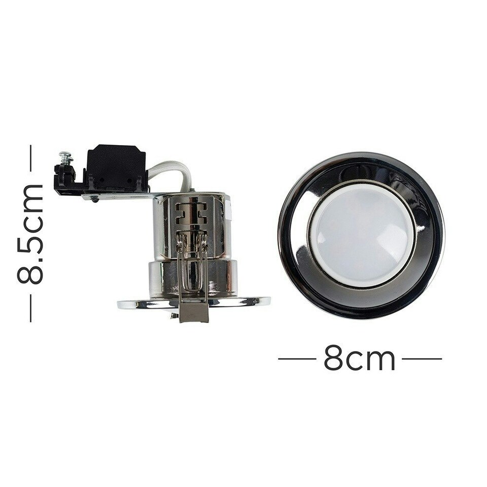 image 1 of ValueLights 4 Pack Fire Rated Polished Chrome GU10 Recessed Ceiling Downlights Spotlights