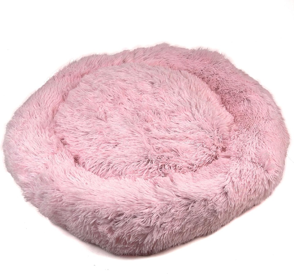image 1 of Actiaspet Fluffy Donut Pet Bed Washable Dog & Cat Bed Multiple Sizes (Pink, Extra Large)