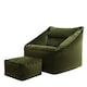 image 4 of icon Natalia Velvet Adults Bean Bag Armchair and Pouffe, Ready Filled Large Beanbag and Footstool Olive Green Green