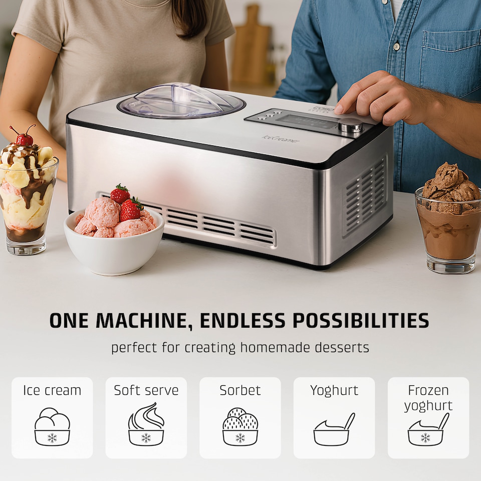 image 1 of Caso Design IceCream, 5-in-1 Yoghurt and Ice Cream Maker, 2L Capacity, No Pre-Freeze