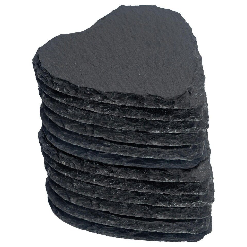 image 1 of Argon Tableware Heart Slate Coasters - 10cm - Pack of 12