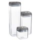 image 1 of Argon Tableware 3pc Food Storage Containers Set - Grey Airtight Plastic Storage Pantry Food Organiser with Flip Lock Lid 3 Sizes