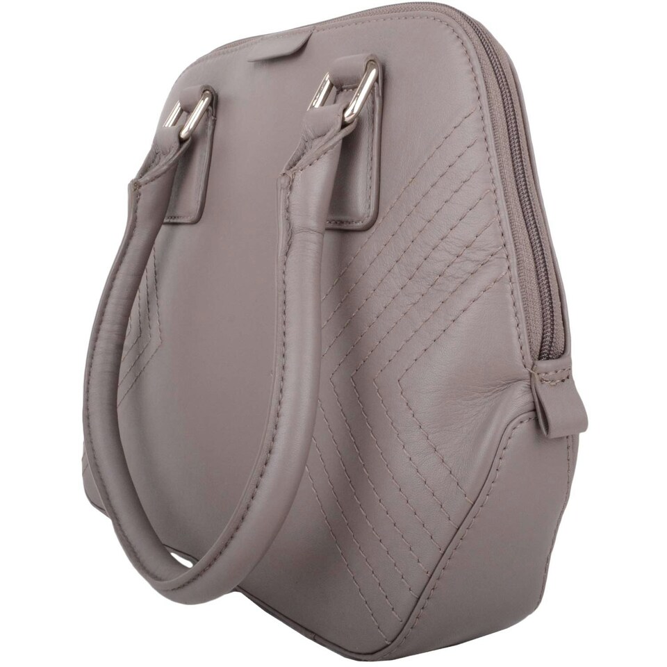 image 1 of Premium Soft Leather Large Hand Bag with Stitch Detail Pattern Grey | Grey