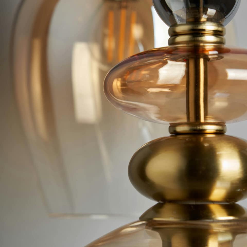 image 1 of BHS Seline 3 Light Cluster Ceiling Pendant, Satin Brass