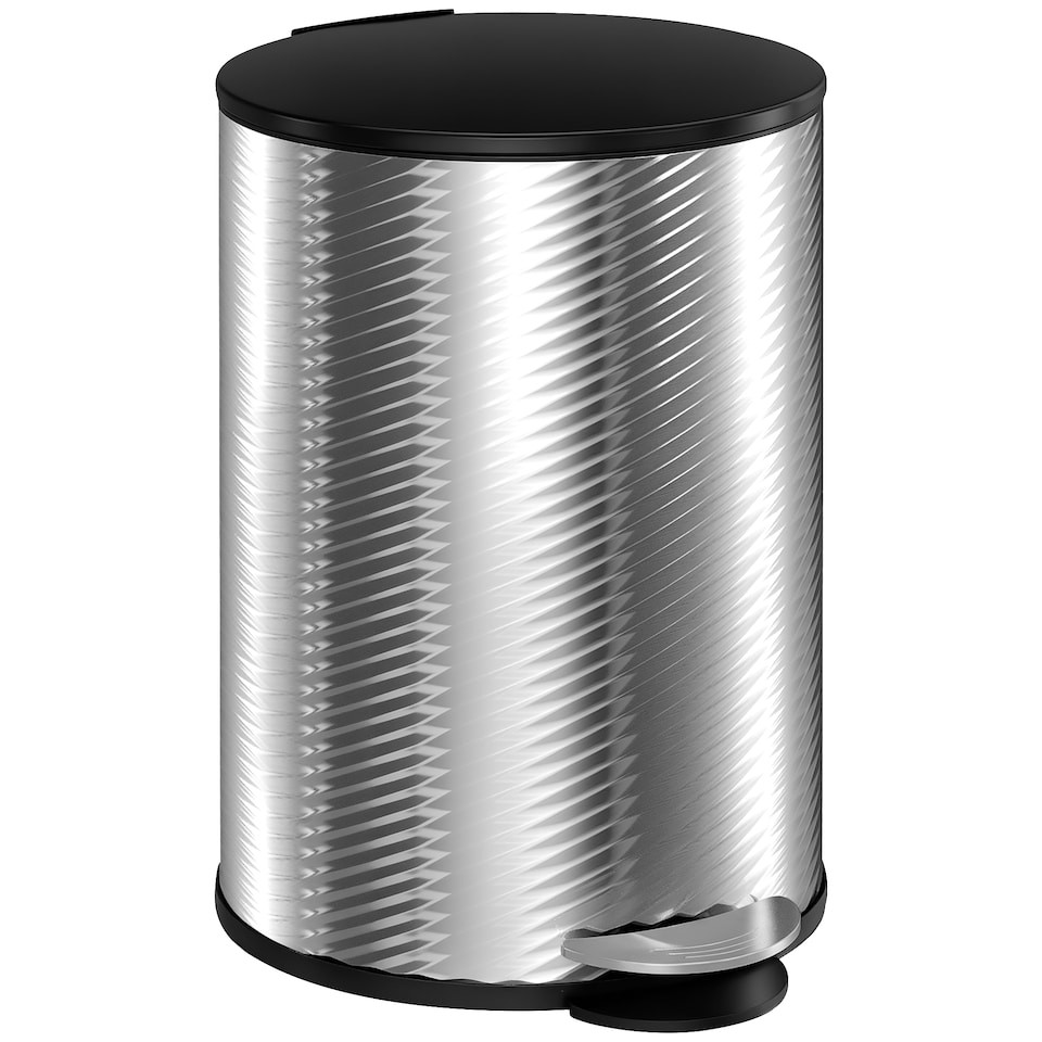 image 1 of HOMCOM 20 Litre Kitchen Bin, Stainless Steel Pedal Bin with Soft-close Lid, Fingerprint Proof Cylindrical Rubbish Bin with Foot Pedal and Removable Inner Bucket, Silver | Silver | 1