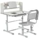 image 1 of ZONEKIZ Height Adjustable Kids Desk and Chair Set, with Drawer, Bookshelf Grey