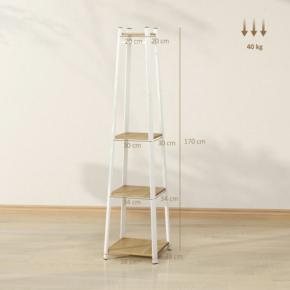 image 1 of HOMCOM Clothes Rack with Storage, Garment Rack with Hooks and Shelf Brown