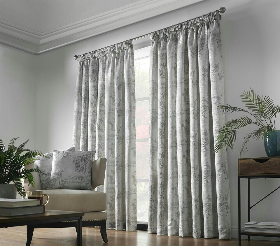 image 1 of Fiji Pencil Pleat Curtains - Silver - 229 cm x 229 cm