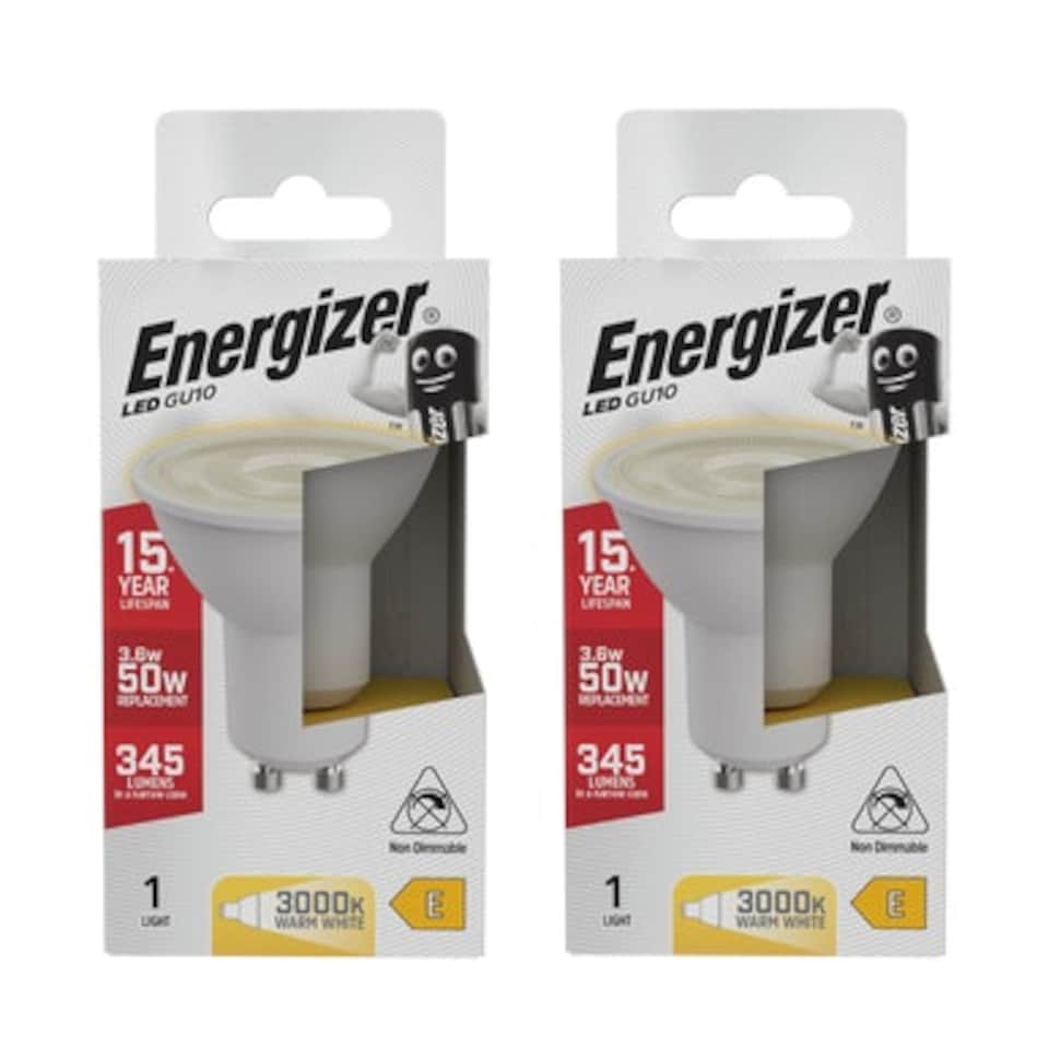 image 1 of Energizer LED GU10 345lm 3.6W 3000K (Warm White) Light Bulb - Pack of 2